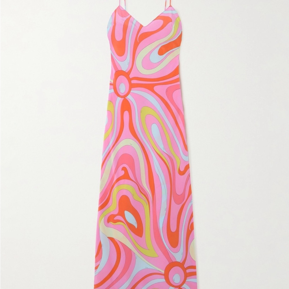 NWT Pucci Silk Printed Vibrant Swirl Maxi Dress
